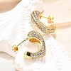 Brass Micro Pave Clear Cubic Zirconia Stud Earrings for Women EJEW-U056-01A-G-3