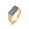 316L Stainless Steel Natural Lapis Lazuli Finger Rings for Women RJEW-U054-02C-03G-4