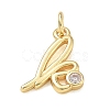 Brass Micro Pave Clear Cubic Zirconia Charms KK-D289-66G-K-2