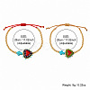 2Pcs 2 Colors Dyed Synthetic Turquoise Cross and Glass Heart Braided Bead Bracelets for Women PE0777-1-4
