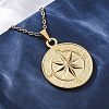 Compass 304 Stainless Steel Pendant Necklaces NJEW-M096-19G-5