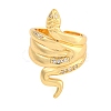 Snake Brass Micro Pave Clear Cubic Zirconia Open Cuff Rings RJEW-G329-01G-2