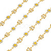 Handmade Glass Butterfly & Enamel Daisy Flower Link Chains CHC-TA0001-11-2