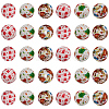 30Pcs 3 Styles Round with Christmas Theme Pattern Silicone Focal Beads SIL-SC0002-97C-1