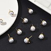 SHEGRACE Brass ABS Imitation Pearl Half Round Stud Earring Findings XGR0100G-119G-4