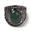 Natural Green Aventurine Oval Adjustable Rings RJEW-K271-06R-18-3