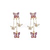 Butterfly Alloy Rhinestone Dangle Stud Earrings FS-WG259EB-01-6