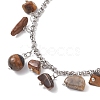 304 Stainless Steel Natural Tiger Eye Chips Charm Bracelets BJEW-JB12376-01-3