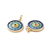 Flat Round Brass Micro Pave Cubic Zirconia Charms KK-G435-33G-01-3