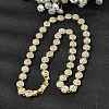 Brass Micro Pave Clear Cubic Zirconia Flat Round Link Chain Necklaces for Women NJEW-B157-18G-1
