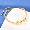 Brass Micro Pave Clear Cubic Zirconia Round Beaded Bracelets BJEW-F528-05G-2
