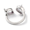 Horse Eye & Teardrop Rack Plating Brass Micro Pave Cubic Zirconia Open Rings RJEW-D020-08P-3