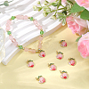 8Pcs Brass Enamel Peach Charms KK-BBC0025-20-4