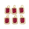Brass Glass Charms ZIRC-F116-09A-G-1