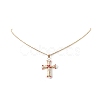 Japanese Seed Beaded Cross Pendant Necklace NJEW-MZ00013-4