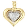 Rack Plating Heart Brass Micro Pave Clear Cubic Zirconia Pendants KK-P287-48A-GP-1