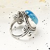 Natural Banded Agate Adjustable Rings RJEW-I108-01AS-06-3