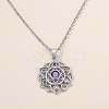 Chakra Lotus Flower Brass Pave Colorful Cubic Zirconia Pendant Necklaces for Women FS-WG17A97-01-2