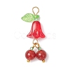 Natural Dyed Yellow Jade & Carnelian & Rose Quartz & Amethyst & Dyed Blue Quartz Round & Glass Flower Fruit Pendants PALLOY-MZ00847-3