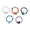 Natural Gemstone Beaded Rings RJEW-TA00191-2