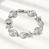 Summer Beach Brass Micro Pave Clear Cubic Zirconia Starfish & Shell Shape Link Chain Bracelets LS-BJEW-C118-02A-P-3