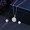 316 Surgical Stainless Steel Daisy Stud Earrings and Pendant Necklace JX376A-2