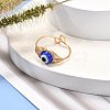 Copper Wire Wrapped Handmade Lampwork Adjustable Rings for Women or Men RJEW-JR00389-4