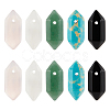10pcs 5 style Gemstone Double Terminal Pointed Pendants G-OC0004-18-1