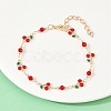 Alloy Enamel & Glass Link Chain Bracelets BJEW-A156-05G-2