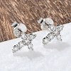 925 Sterling Silver Clear Cubic Zirconia Stud Earrings EJEW-Q032-01B-P-3