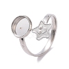 Non-Tarnish 304 Stainless Steel Open Cuff Ring Findings STAS-E124-03P-1