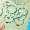 3Pcs 3 Styles Summer Beach Turtle Dyed Synthetic Turquoise & Shell Bead Bracelet Sets BJEW-JB10313-5