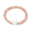 Cute Rabbit Shell & Natural Mixed Gemstone Beaded Stretch Bracelets for Women BJEW-JB11040-3