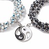 2Pcs 2 Color Lampwork Evil Eye & Glass Stretch Multi-strand Bracelets Set BJEW-JB08785-8