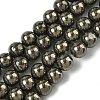 Natural Gold Pyrite/Golden Pyrite Beads Strands G-G459-B01-8mm-2