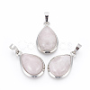 Natural Rose Quartz Pendants G-L512-C22-1