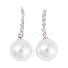 Rack Plating Brass Cubic Zirconia ABS Pearl Earring Hooks EJEW-S219-16P-03-1