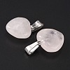 Heart Natural Rose Quartz Pendants G-Q371-07-2