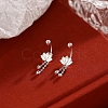 999 Fine Silver Flower Ear Plug Gauges EJEW-P296-09S-4