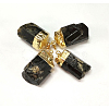 Golden Tone Brass Tourmaline Pendants G-J264-04-2