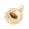 Brass & Natural Tiger Eye Pendants KK-A279-12G-2