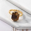 Hexagon Natural Tiger Eye Finger Rings RJEW-B113-02G-05-4