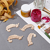 4Pcs Feather Rubber Wooden Carved Decor Applique WOOD-FH0001-83-5