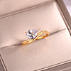 Brass Pave Single Cubic Zirconia Finger Rings for Women LS-ZK8046-7-2