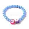 Candy Color Plastic Round Beaded Stretch Bracelet with Food Shape Polymer Clay for Kid BJEW-JB07582-4