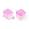 Frosted Glass Beads with Golden Glitter Powder DGLA-NH001-6mm-01H-2