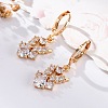 Brass Micro Pave Clear Cubic Zirconia Leverback Earrings EJEW-K300-45G-3