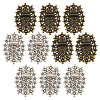 10Pcs 2 Colors Oval Floral Alloy Display Base ODIS-CA0001-17-1