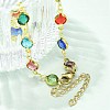 304 Stainless Steel Flat Round Acrylic Rhinestone Cup Chain Anklets for Women AJEW-B031-02G-02-3