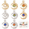 8Pcs 8 Colors Brass Micro Pave Clear Cubic Zirconia Glass Pendants KK-BBC0003-79-1